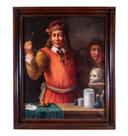 Dentiste - Peinture à l'huile du XIXe siècle.