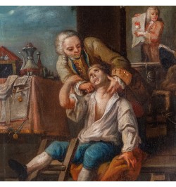 Dentiste - Peinture à l'huile du XIXe siècle.