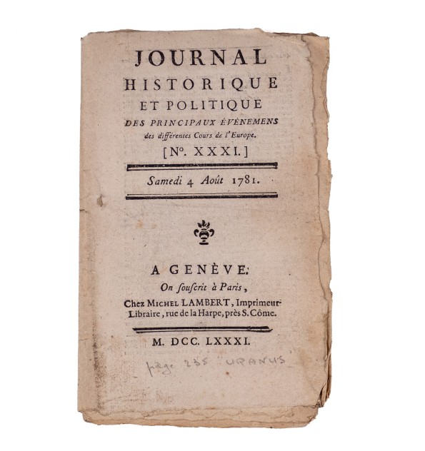 [Histoire de l'astronomie] Journal historique et politique des principaux événemens des différentes Cours de l'Europe.