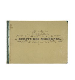 Spécimen des écritures modernes comprenant les romaines fleuronnées, gothiques nouvelles, fractures.