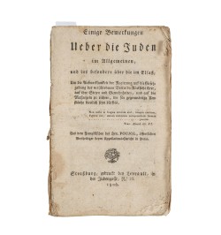 [Judaïsme] Einige Bemerkungen Ueber die Juden...