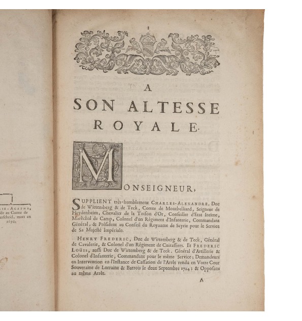 [Droit] A Son Altesse Royale.