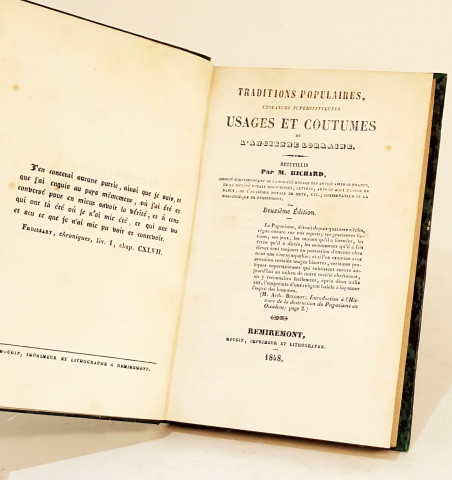Traditions populaires, croyances superstitieuses, usages et coutumes de l'ancienne Lorraine. 
