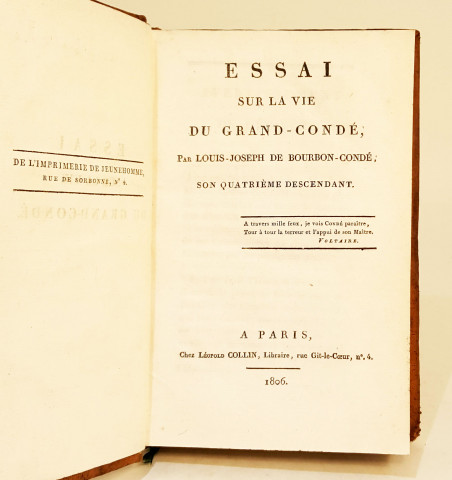 Essai sur la vie du Grand-Condé. 