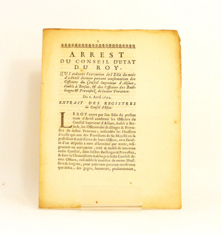 Arrest du conseil d'etat du Roy, Qui ordonne l'execution de l'Edit du mois d'Avril dernier... 