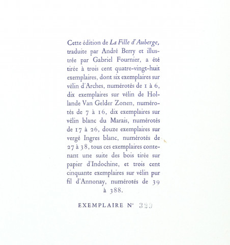 La fille d'Auberge. Illustrée par Gabriel Fournier.