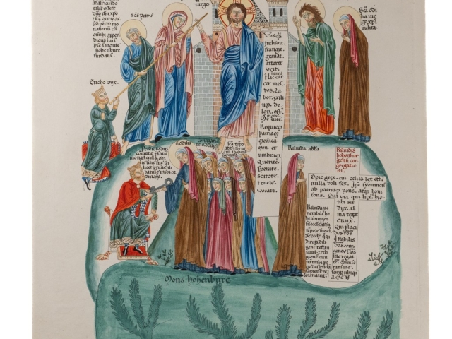 Le Hortus deliciarum de Engelhardt. Un des très rares exemplaires en couleurs !